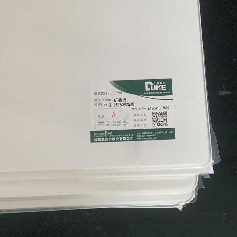 100% Virgem Misubishi MMA Branco Opal Cast Acrílico Folha Artesanato Colorido Banheira Folha de Plástico Corte