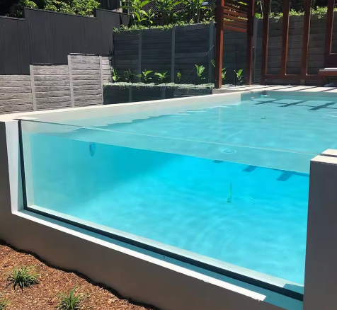 Parede de Janela Chão Lado Completo Painéis Embutidos Folha Acrílico Transparente Infinito Piscina Exterior Resistente a UV